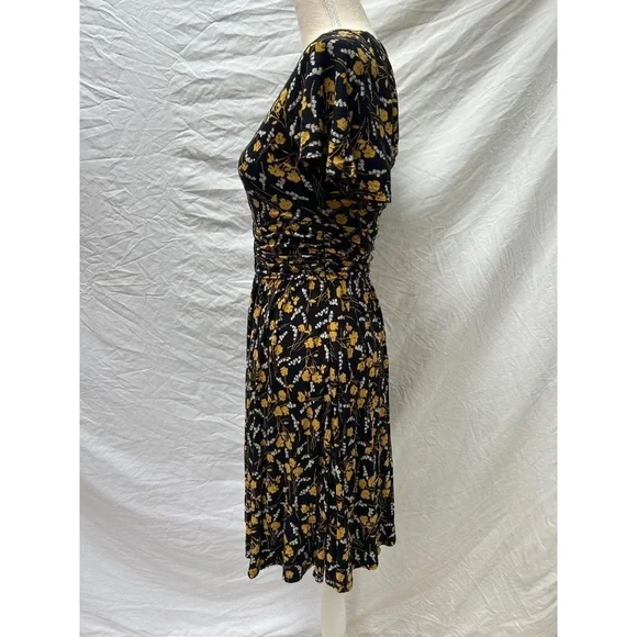 Anthropologie Maeve Womens Dress Size Small Black Floral Summer Breeze V-Neck - Picture 3 of 6